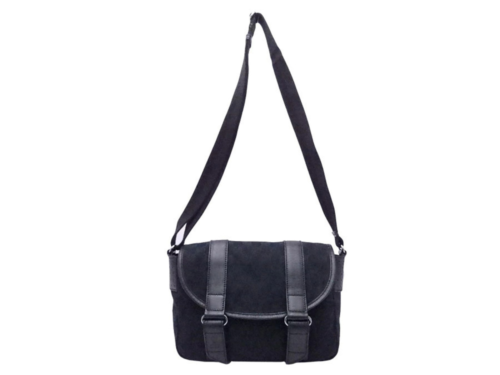 Gucci Crossbody Canvas Shoulder Bag GG Black Silver